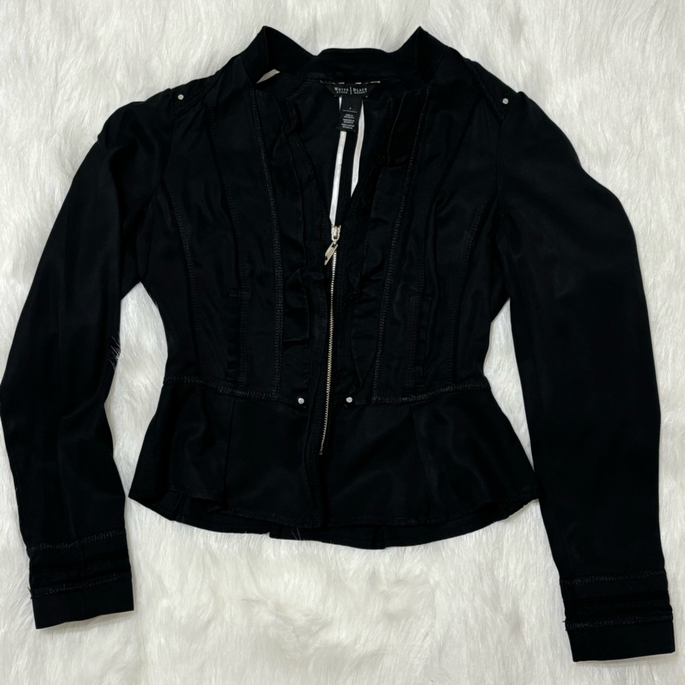White House Black Market Ruffle Jacket Size 0